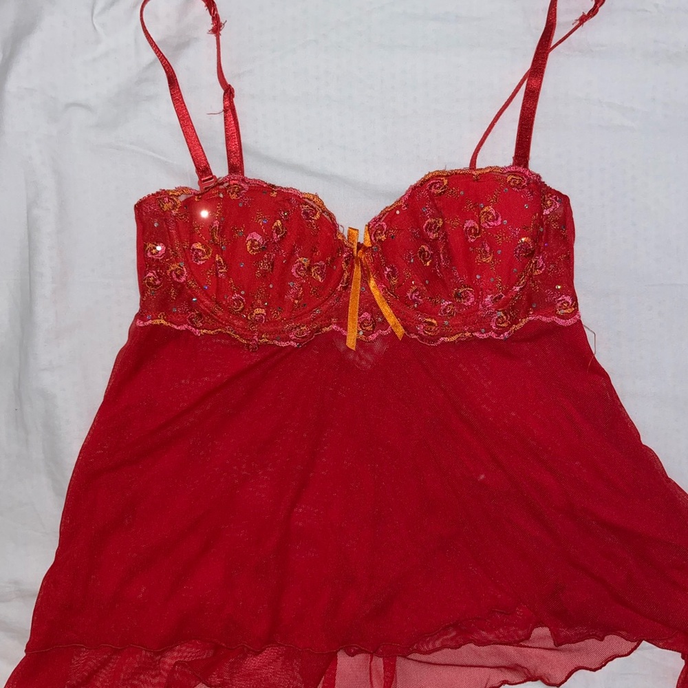 Victoria's Secret Red Embellished Chemise
